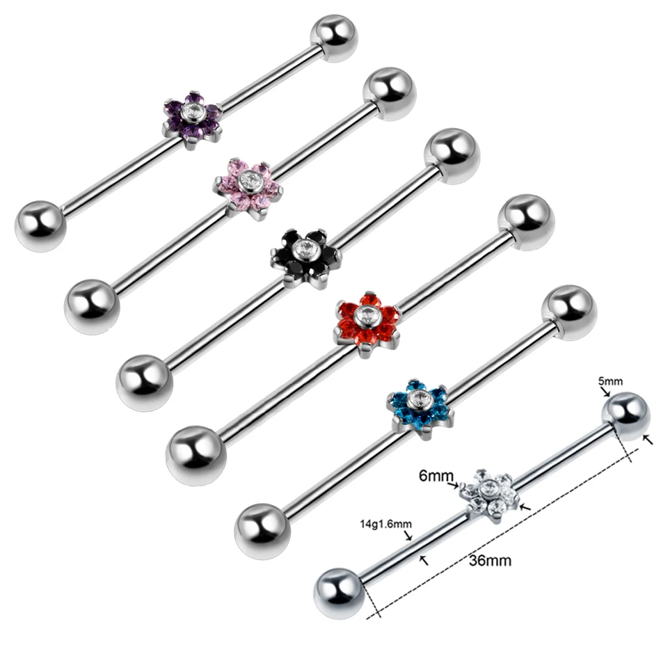 1 шт. титановый драгоценный камень для пирсинга В индустриальном стиле цветок с