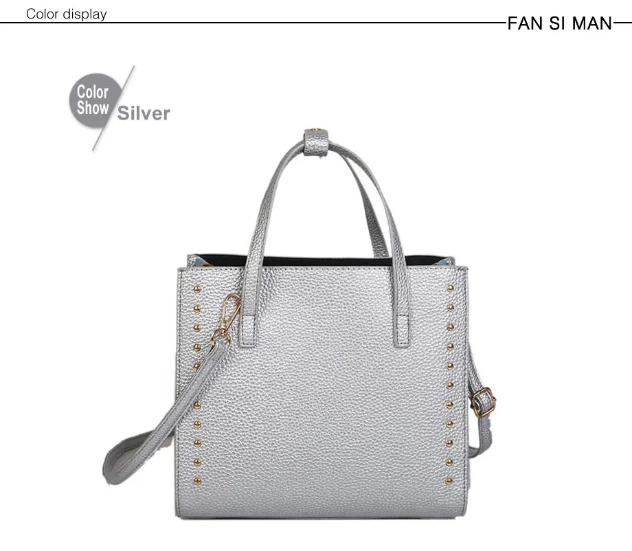Повседневная модная женская сумка на плечо из искусственной кожи с заклепками, мягкая сумка-мессенджер, роскошные сумки, женские сумки, дизайнерские сумки с высокой вместительностью