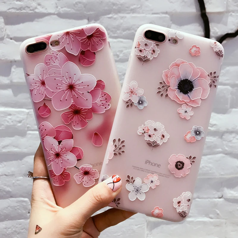 Мягкий чехол для телефона из ТПУ iPhone 6/6s 7/8 Plus красивый защитный с цветочным узором