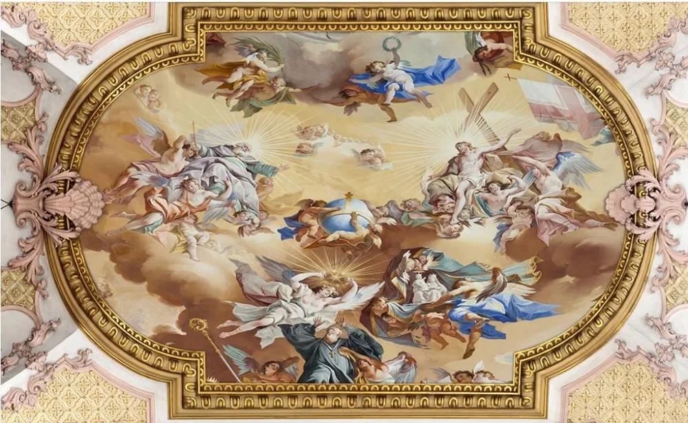 Настенные 3D обои на заказ потолочные фрески европейская живопись маслом фото