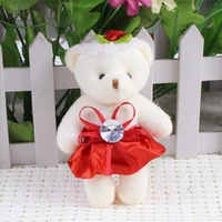 for christmas gift new 12cm 10pcslot pp cotton kid toys plush doll mini small teddy bear flower bouquets bear for wedding