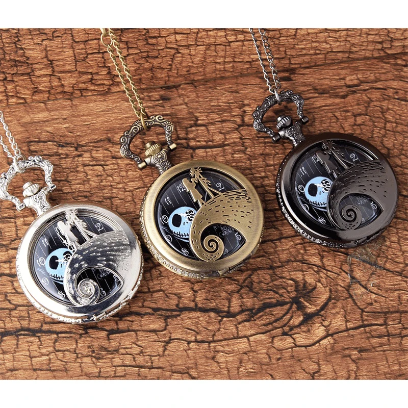 Кошмар до Рождества Джек Скеллингтон Tim Burton фильм детские игрушки часы модные черные кварцевые карманные часы подарки пункт