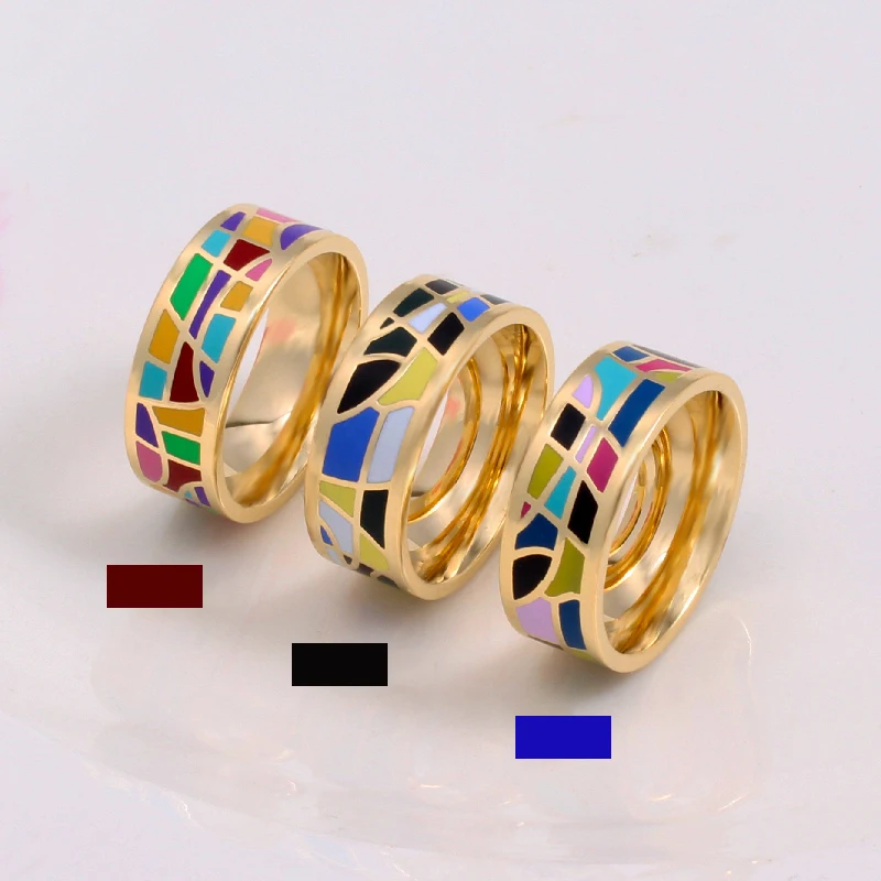 Женское Винтажное кольцо с эмалью Роскошное дизайнерское шириной 0 8 см винтажное