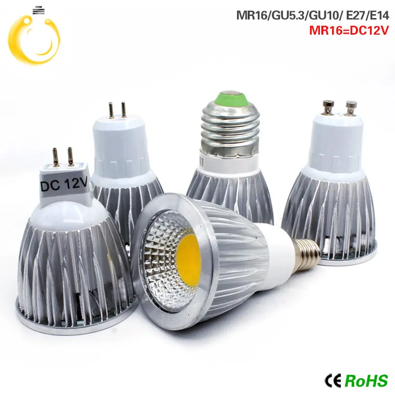 Светодиодная лампочка MR16 GU10 E27 GU5.3 высокой мощности приглушаемый Led прожектор с COB