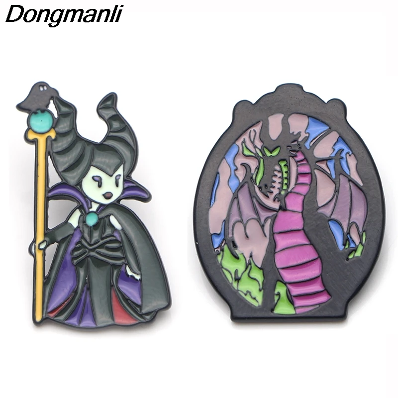 P3702 Dongmanli забавные Maleficent queen эмалированные булавки и броши для нагрудных штифтов рюкзак сумки значок милые подарки воротник ювелирные изделия