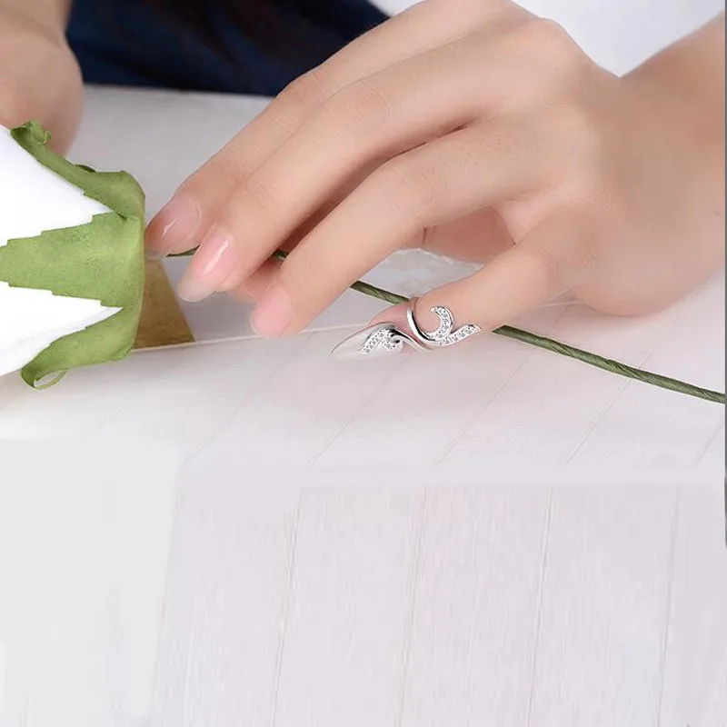 925 пробы серебряные кольца на ногти с кубическим цирконием для женщин, вечерние, свадебные подарки,, модные кольца на ногти