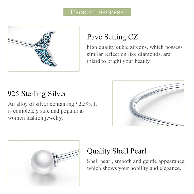 WOSTU High Quality 925 Sterling Silver Mermaid's Tear Pearls Bracelets Open Size Friendship Bracelets For Women Jewelry CQB123