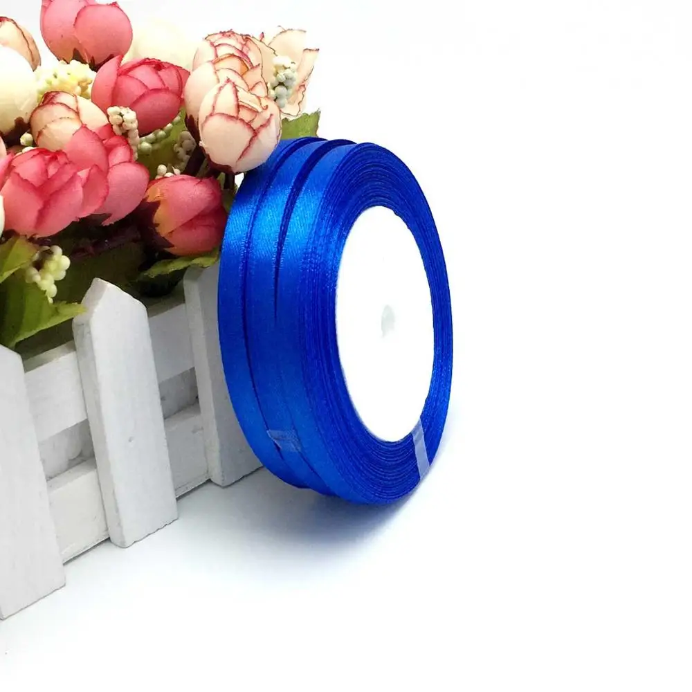 royal blue 15 цветов сплошной цвет 1 рулон 25 ярд 1/"(6 мм) односторонняя атласная лента, 25 ярдов/рулон вариант цвет подарок Свадебная Упаковка Декор - Цвет: royal blue