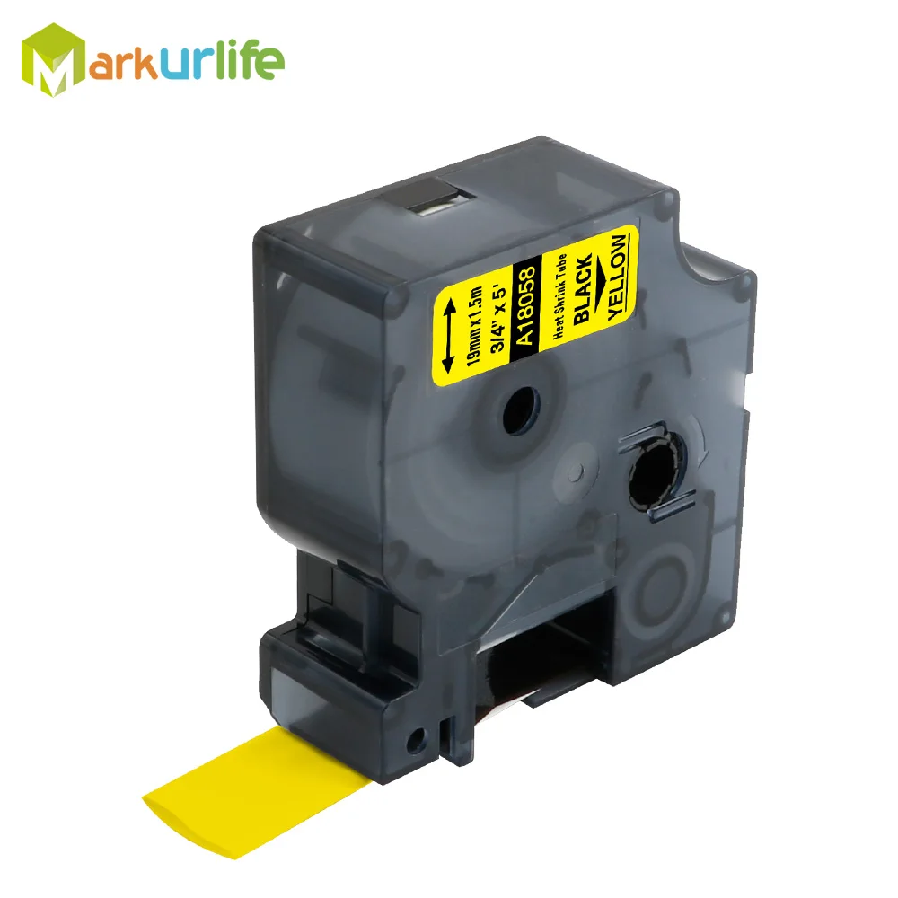 19mm Black on Yellow Совместимость для DYMO промышленный термоусадочные трубки 18051 18052 18053 18054 18055 18056 18057 18058 для Dymo носорог 4200 этикетировщик - Цвет: 19mm Black on Yellow
