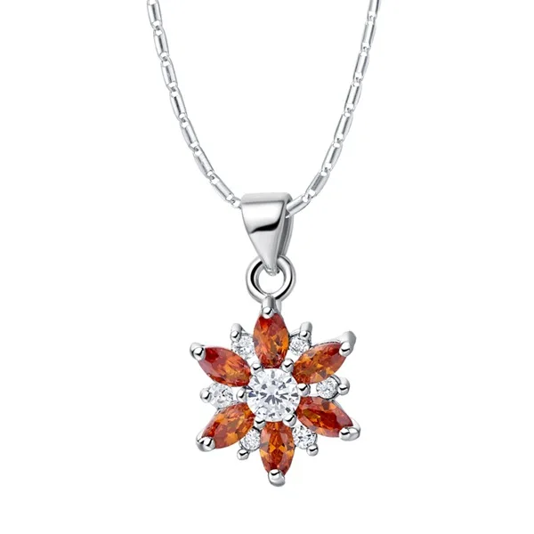 Ожерелье Подвески Моды Горный Хрусталь Кристалл Цветок Серебряный Кулон с