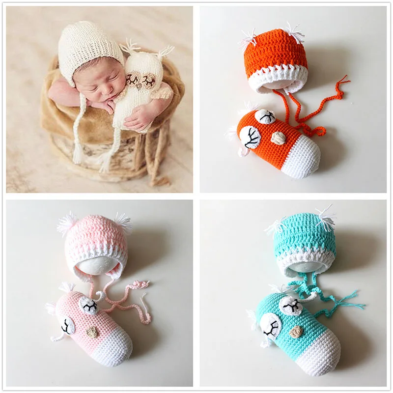 New 1Set Cute Newborn Baby Girls Boys Photography Prop Photo Owl Hat Set Crochet Knit Outfits