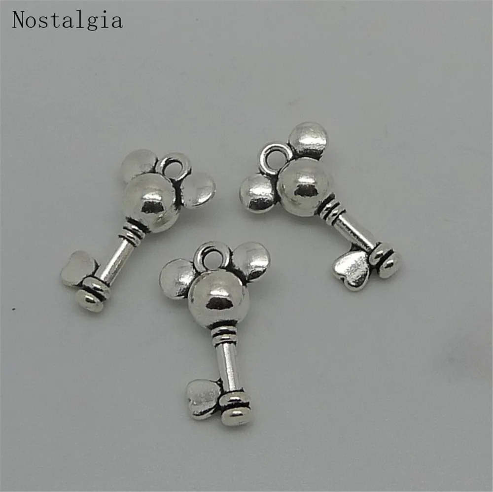 

Nostalgia 10Pcs Cute Mouse Key Charm Wholesale Animal Jewlery Making Pendants 19*12MM