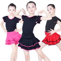 children latin dance dress v neck short sleeve suit dance practice clothes girls latin dance skirt