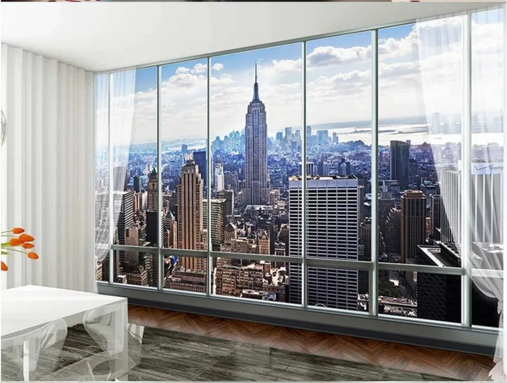 Custom 3d photo wall murals Wallpaper European 3D window high-rise building TV background paper living room decoration | Обустройство