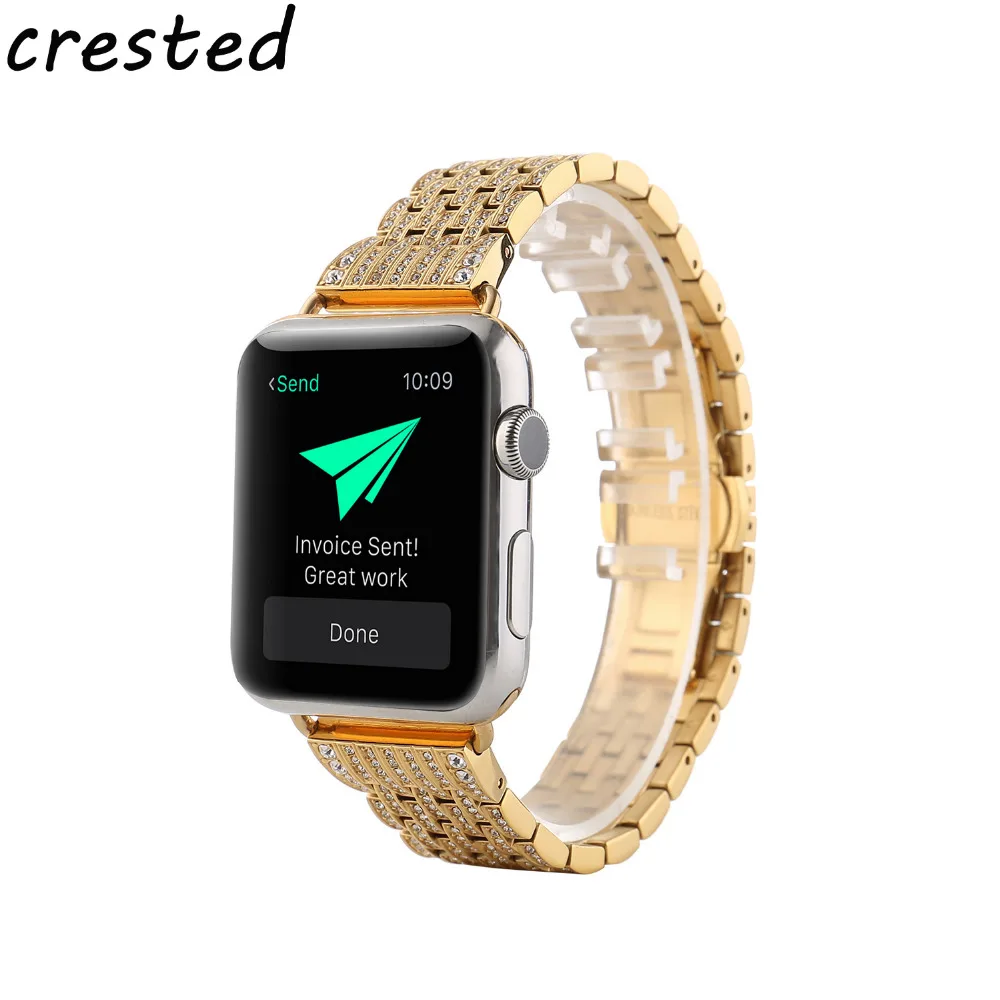 stainless steel watch band strap for apple 42mm/38 bracelet watchband butterfly diamond iwatch 1/2 | Наручные часы