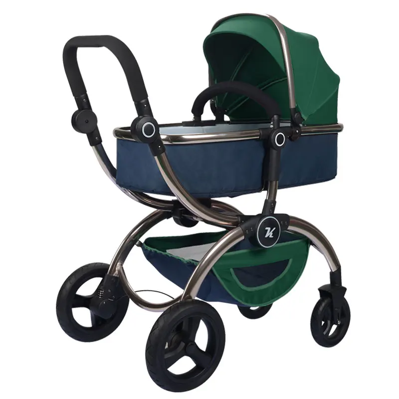 Duble tuble green Детская коляска 3 в 1 с высоким пейзажем, алюминиевая Роскошная Складная Европейская детская коляска 2 в 1, коляска для новорожденных - Цвет: Duble tuble green