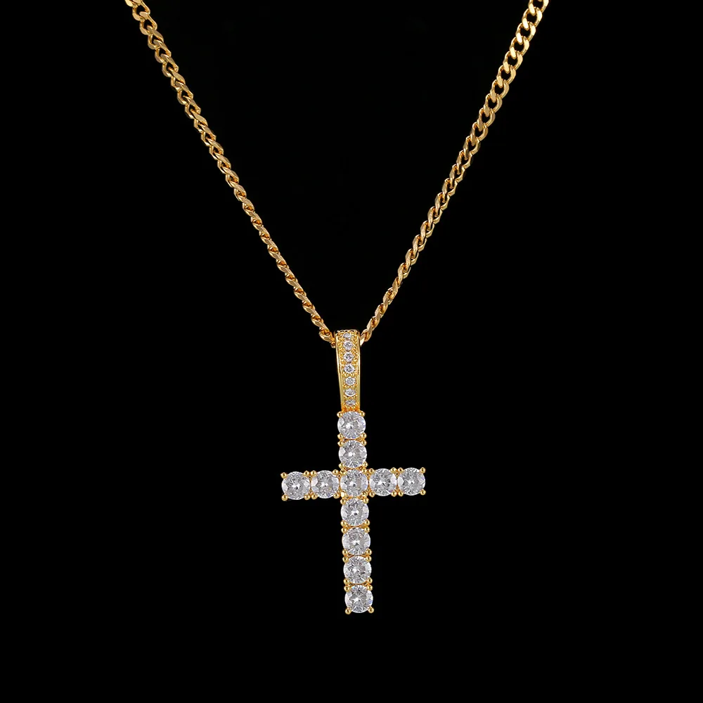 Мужские ожерелья с подвеской в стиле хип хоп iced out bling Cross мужские винтажные