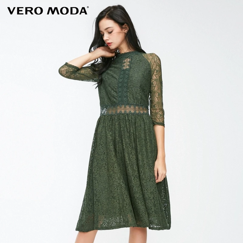 Vero Moda Новое Женское кружевное платье с вырезами на молнии 3/4 рукавами | 318361501