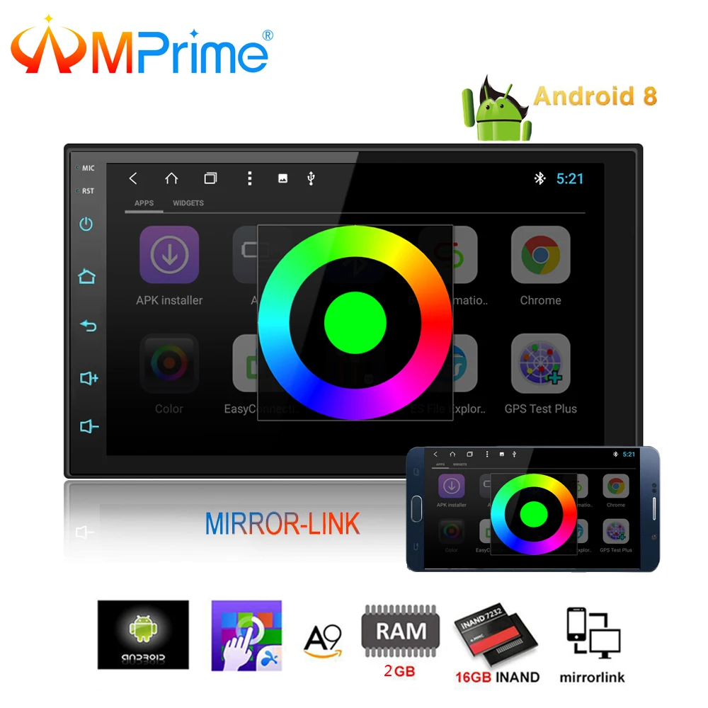 AMPrime 2din Авторадио Мультимедиа для Android плеер 2 din универсальный gps Mirrorlink