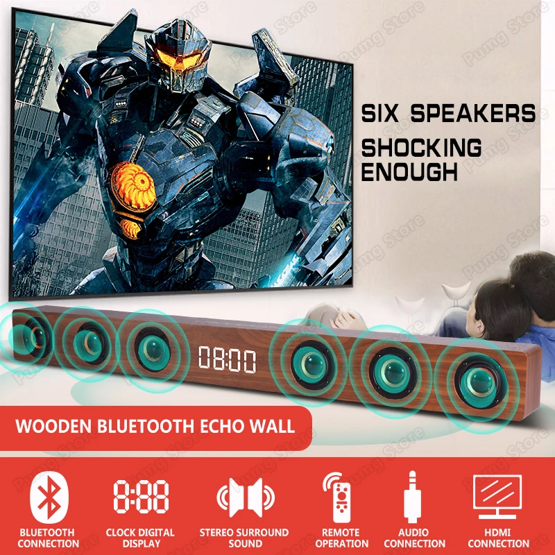 Мощный Телевизор деревянный Bluetooth динамик портативный сабвуфер музыка bluetooth домашний приемник беспроводной HDMI управление громкоговорителями