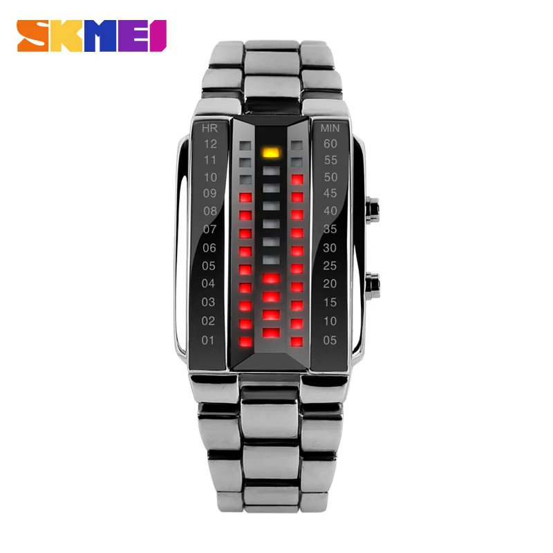 Relogio masculino мода skmei смотреть Любителей LED Мужчины Женщины Из Нержавеющей Стали