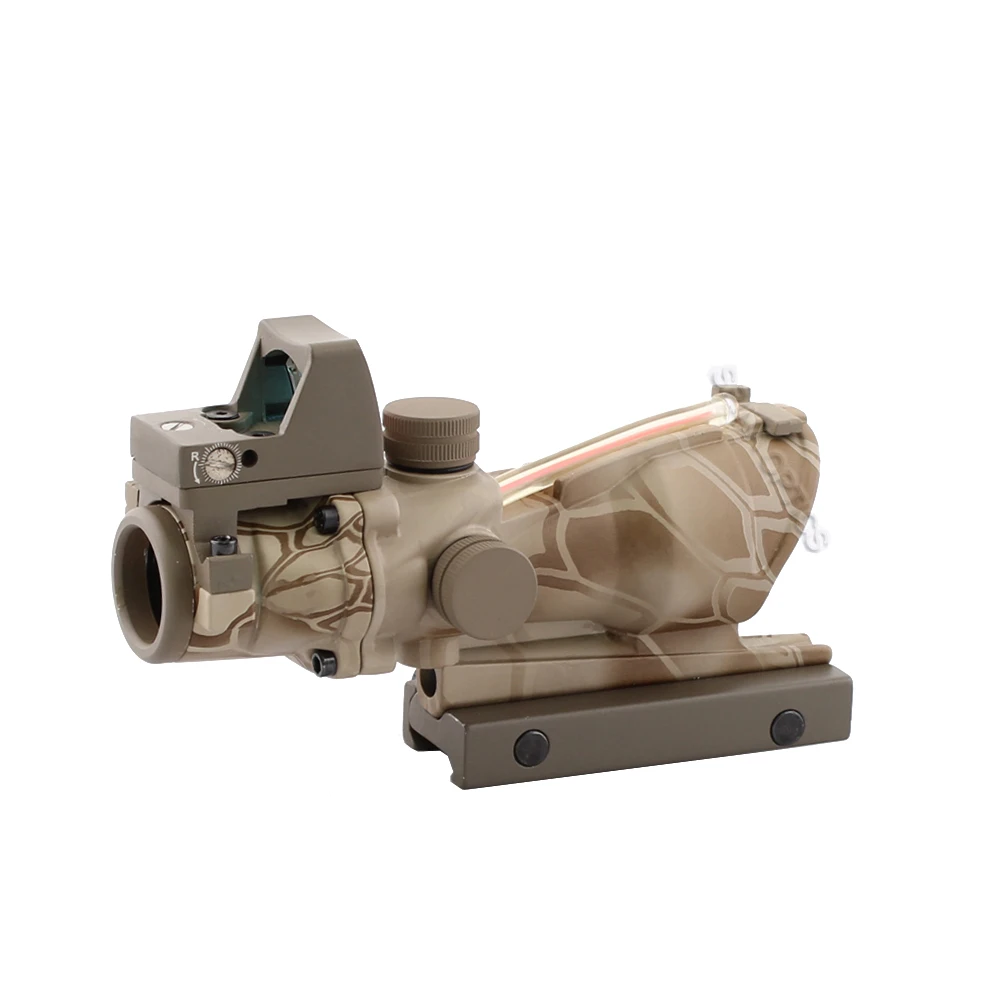 SPINA Оптика Тактический ACOG 4X32 стиль источник волокна подсвеченный красным оптический прицел с RMR микро красная точка питон камуфляж