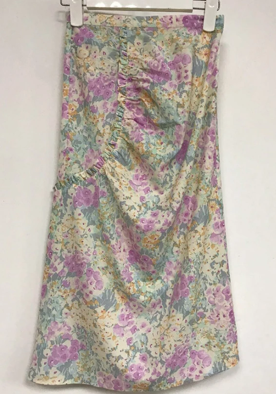 Women Floral Sexy Wrap Skirt Female High Waist Ruffle Pleated Midi Skirts