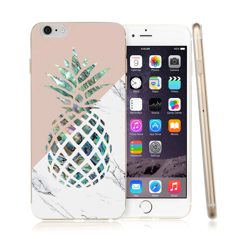 Marmer Telefoon Gevallen for iphone 6 Case Stone Patroon Ananas Siliconen Beschermhoes 7 8 Plus S X Coque |