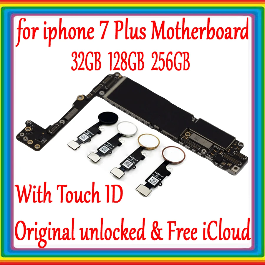 Оригинальная материнская плата 32 ГБ/128 ГБ/256 ГБ с Touch ID для iphone 7 Plus