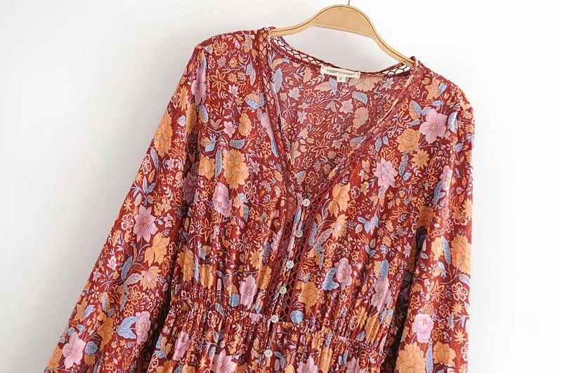 Boho шикарное платье с цветочным принтом и поясом, Пляжное богемное макси платье, женское летнее платье из искусственного шелка с перекрестным v-образным вырезом