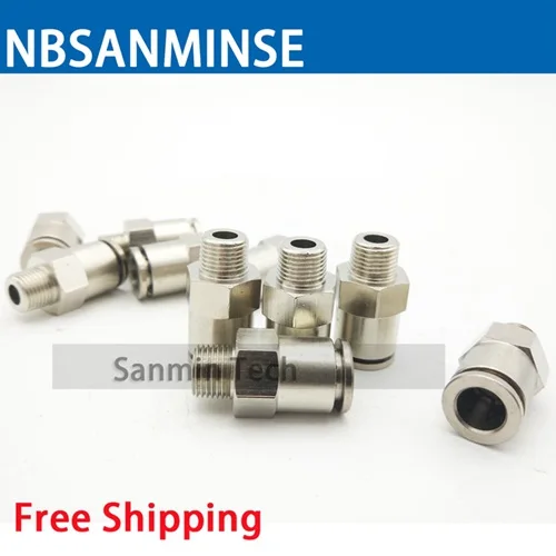 NBSANMINSE 10 шт./лот MPC M5 M6 1/8 1/4 3/8 1/2 латунный фитинг пневматический Мужской прямой компрессионный воздушный фитинг