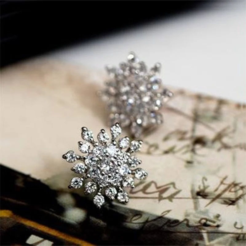 Женские Кристальные снежные чешуйки Bijoux массивные серьги-гвоздики для женщин