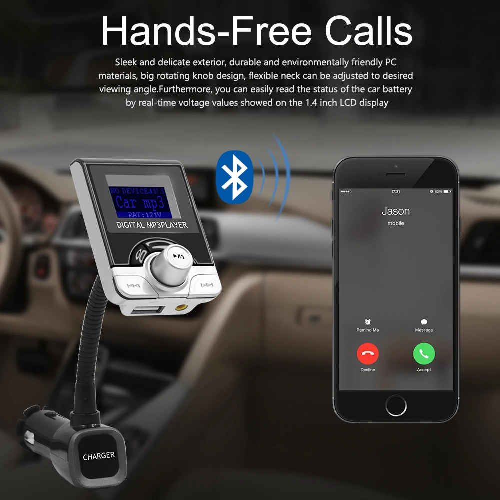Ddhao многоцелевой fm передатчик беспроводной Bluetooth 4.0 + EDR hands free call автомобильный