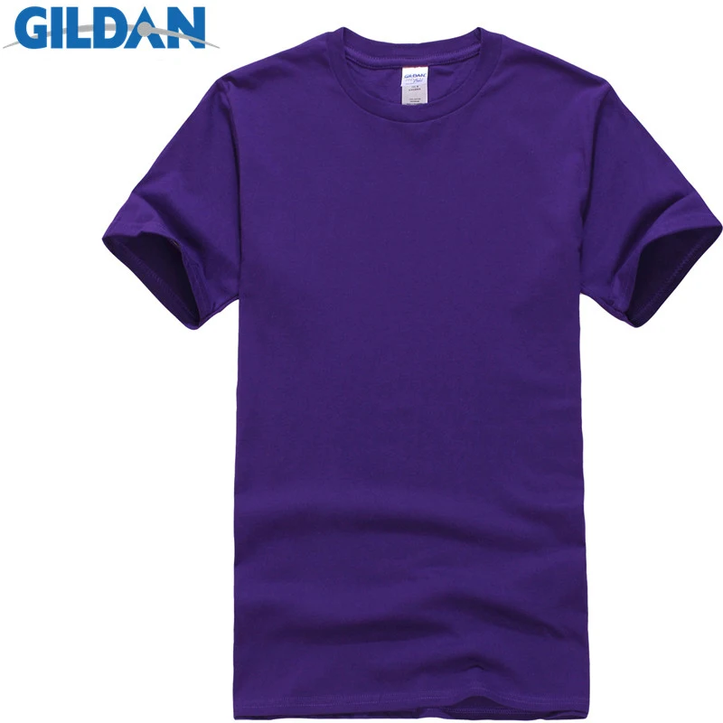 GILDAN Summer Men T-shirts Solid Color Slim Fit Short Sleeve T Shirt Mens New O-Neck Tops Basic TShirts Brand Clothing Plus Size | Мужская