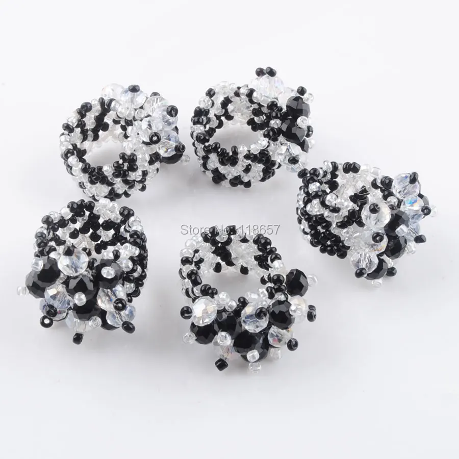 Free shipping New Fashion Crystal Faceted Beads Stretch Finger Ring US 6~10 IJ3004 | Украшения и аксессуары