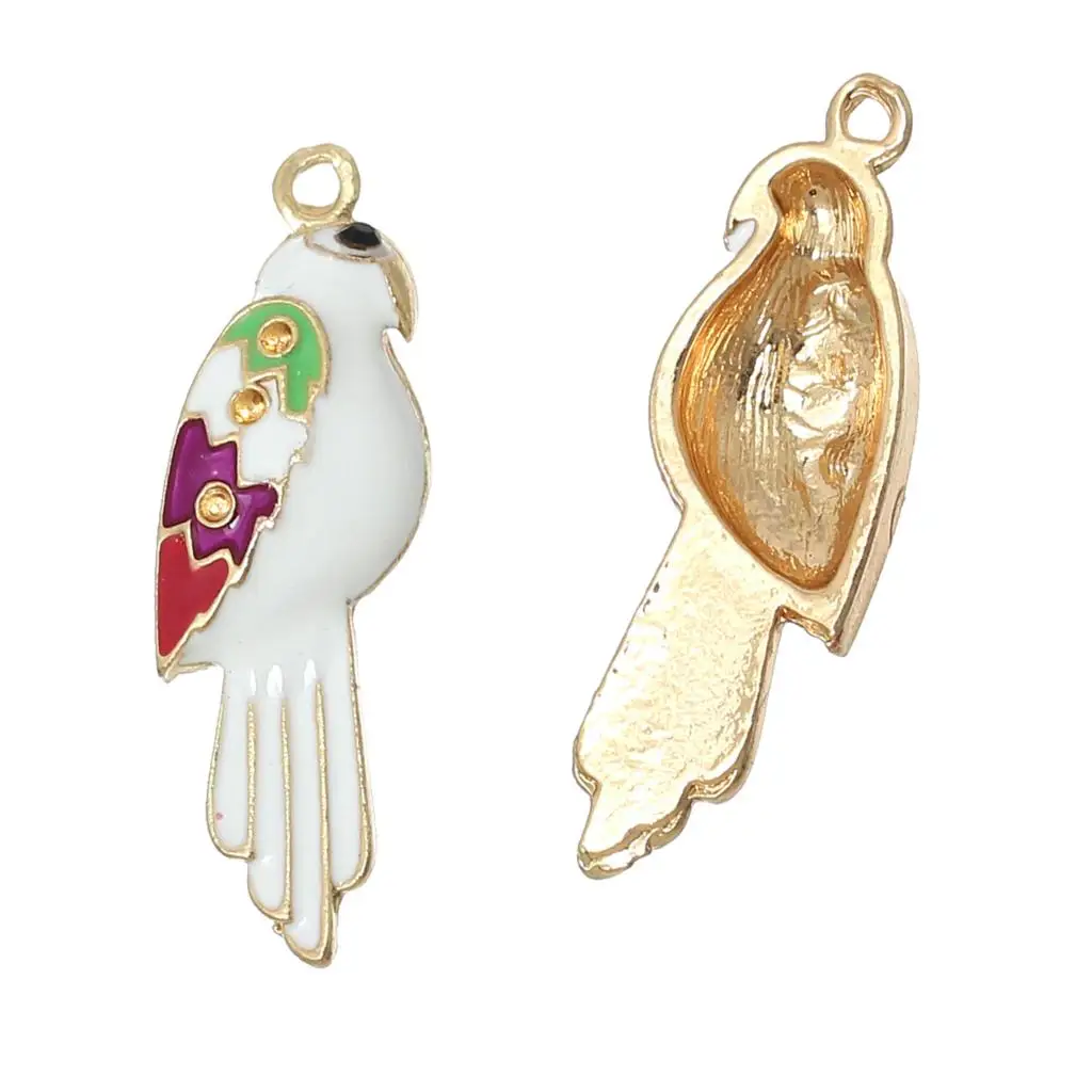 DoreenBeads амулет кулоны попугай золотой цвет белый (вмещает ss4 стразы) черные стразы