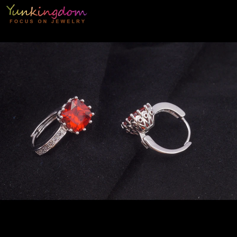 Yunkingdom Горячие красные Геометрические Квадратные круглые серьги-кольца серебряного цвета модные ювелирные изделия оптом