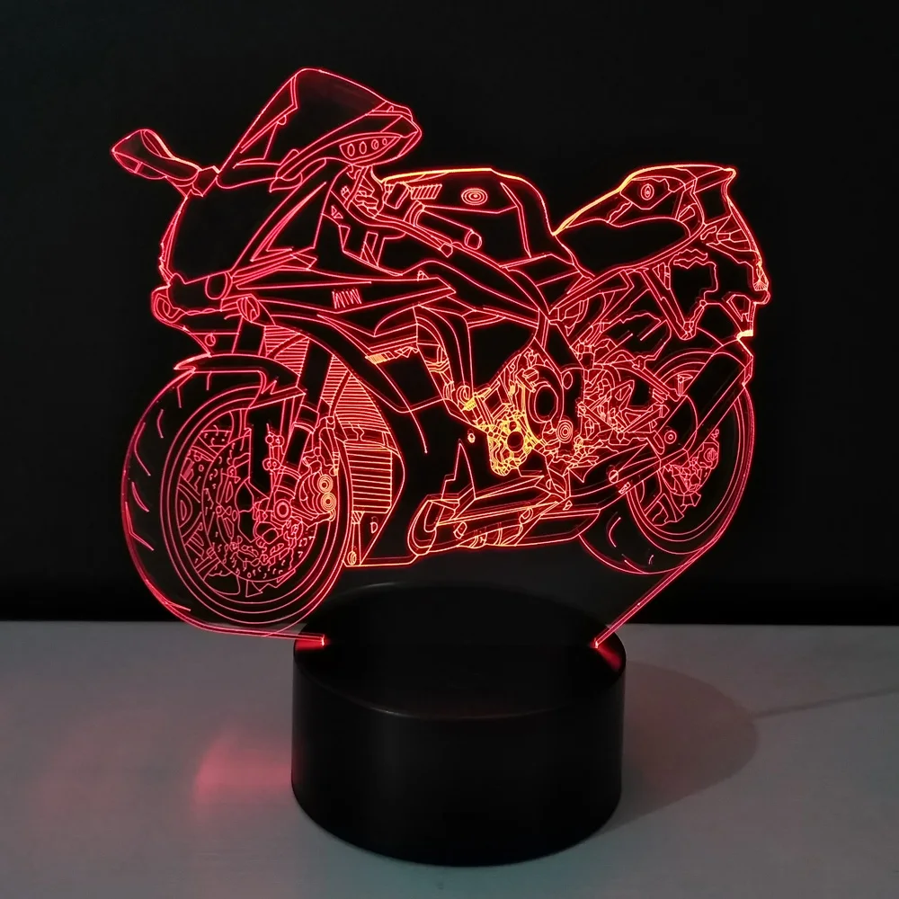 3D мотоцикл светодиодный ночной Светильник Bulbing светильник игрушки Цвет сменная