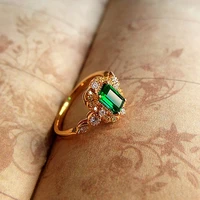 colombia solid 18k yellow gold 1 2ctw moissanite rectangle green emerald halo ring engagement ring jewelry for women