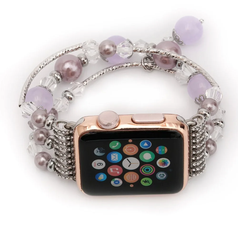 Роскошные женские часы с агатом ремешок для apple watch 38 мм дамский браслет адаптером