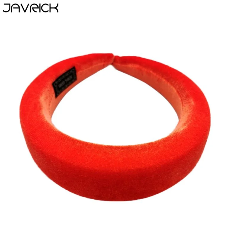 Orange Red JAVRICK женская мягкая широкая губчатая повязка на голову блестящая бархатная Сладкая конфетная расцветка обруч для волос винтажные вечерние утолщенные Эластичные Головные уборы - Цвет: Orange Red