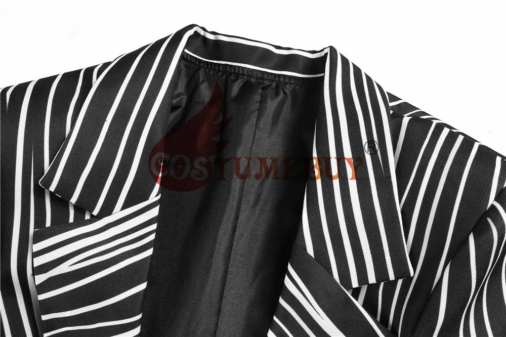CostumeBuy костюм Кошмар перед Рождеством Косплей Джек Скеллингтон костюм черная полоса Мужская куртка, пальто вечерние Хэллоуин