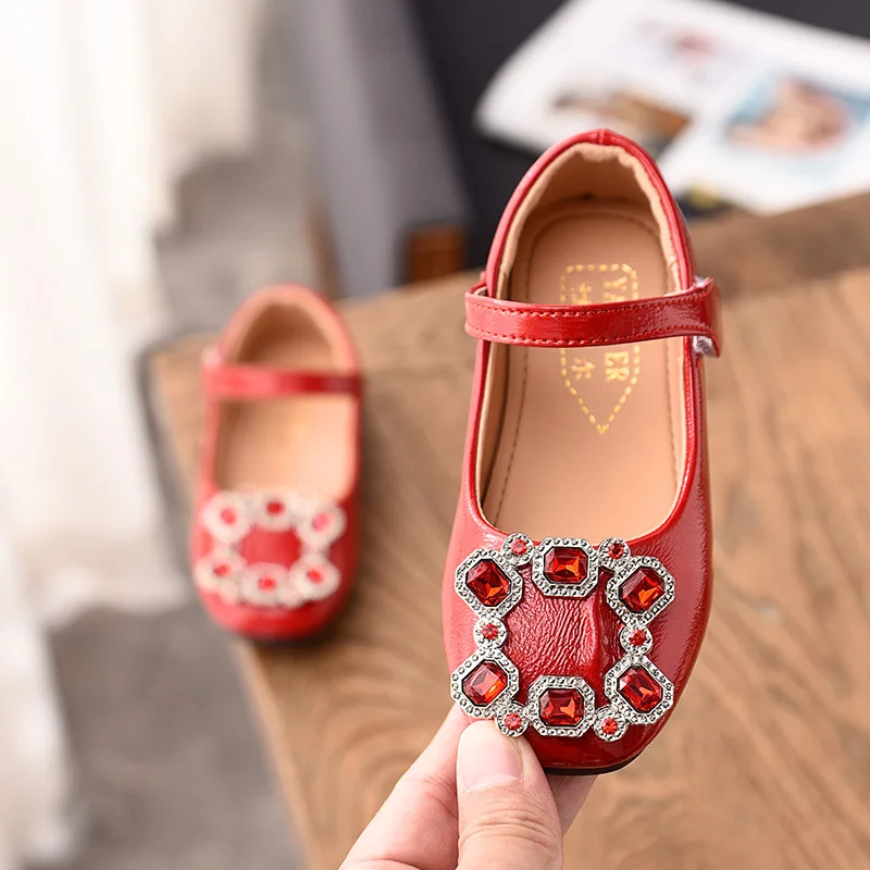 2019 Spring Summer girls shoes kids fashion children vintage baby flat faux crystal buckle PU 3 to 12 yrs | Детская одежда и обувь