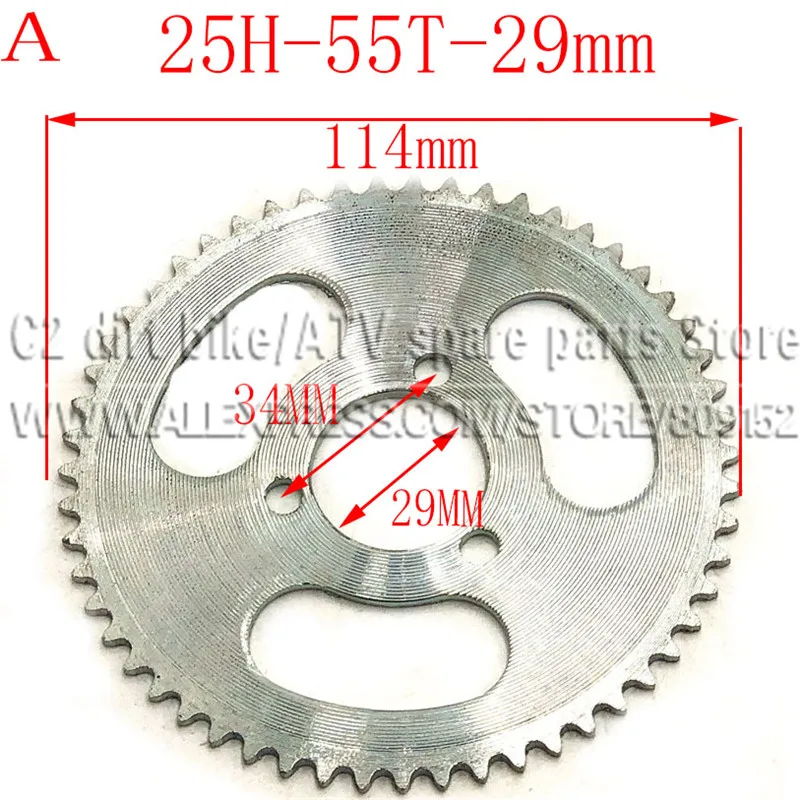 29mm 55 Tooth 25H Rear Chain Sprocket For 2 Stroke 47cc 49cc Engine Chinese Pocket Bike Mini ATV Quad 4 Wheeler Goped Scooter | Автомобили