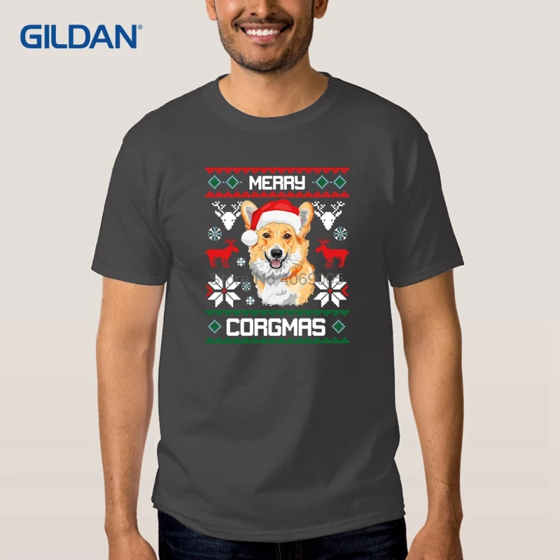 Merry Corgmas Рождественская футболка Дизайн 2018 черно белый полосатый Для мужчин