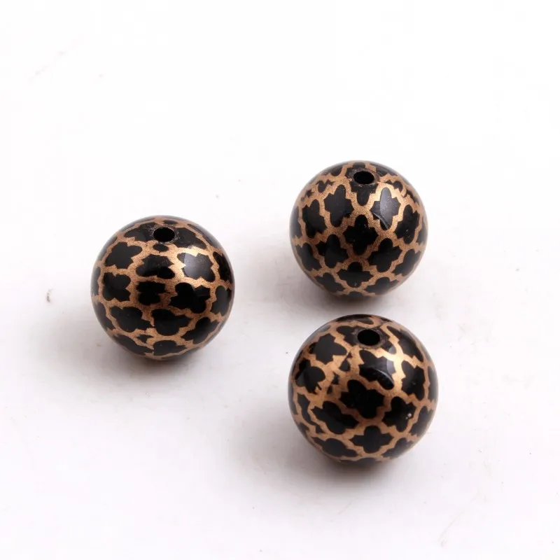 Красочные 20 мм 100 шт./лот Акриловые Твердые бусины принт Золотая кварцевая Фольга