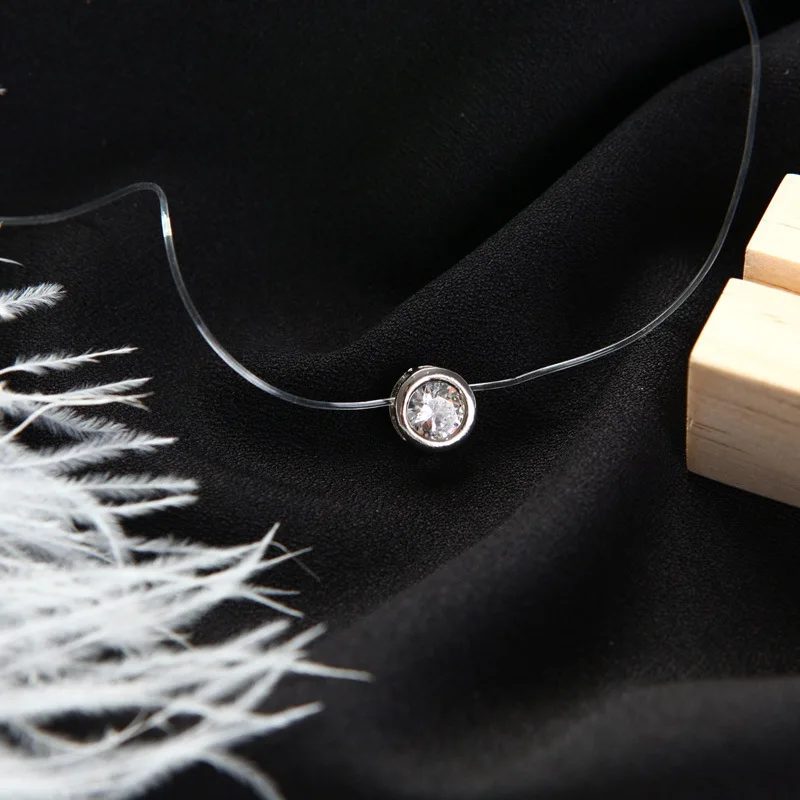 Ожерелье и подвески с кристаллом циркония 2017 чокер невидимое прозрачное