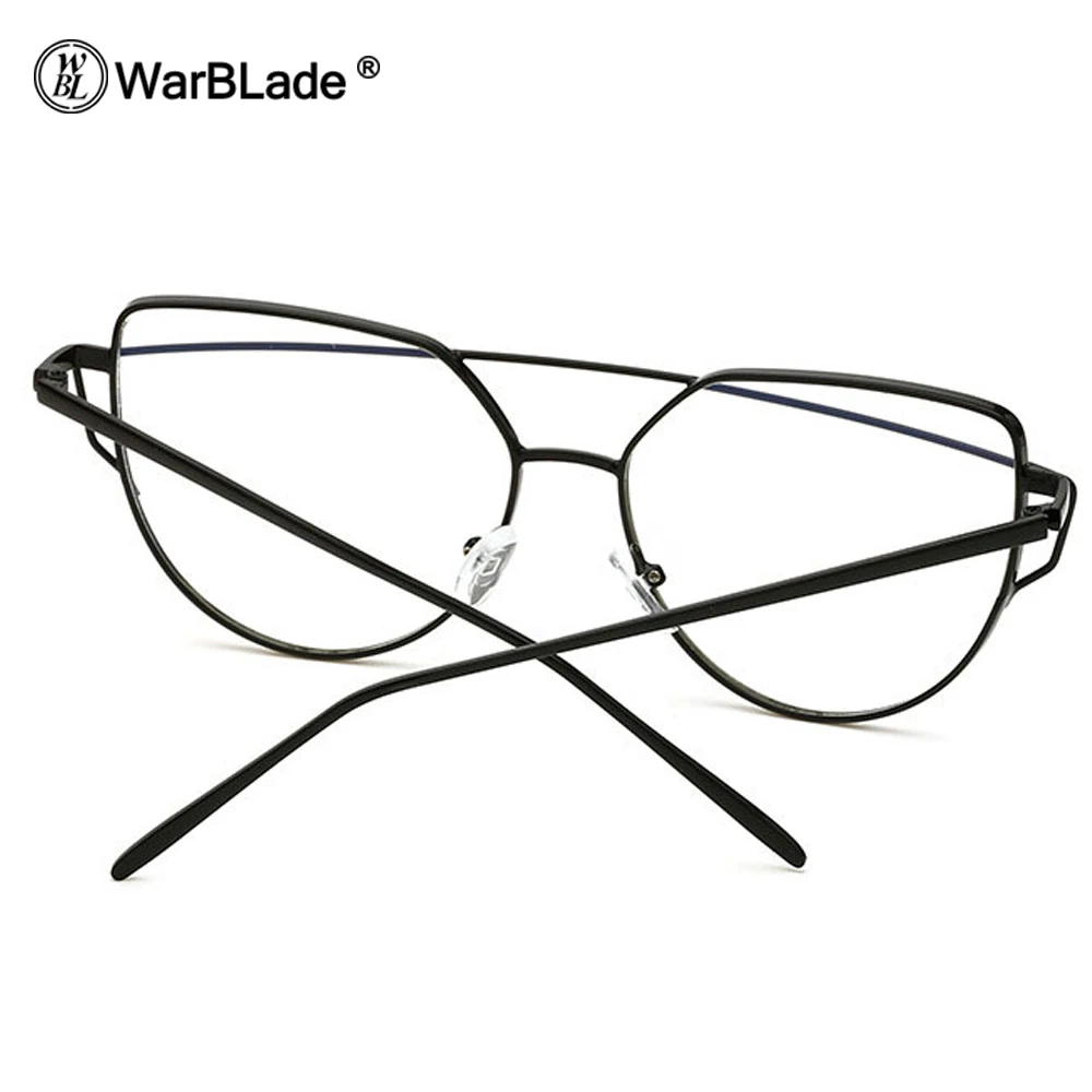 

WarBLade 2018 Cat Eye Glasses Frame Women Brand Designer Twin-Beams Metal Eyeglasses Frame Clear Fashion Glasses Drop Ship