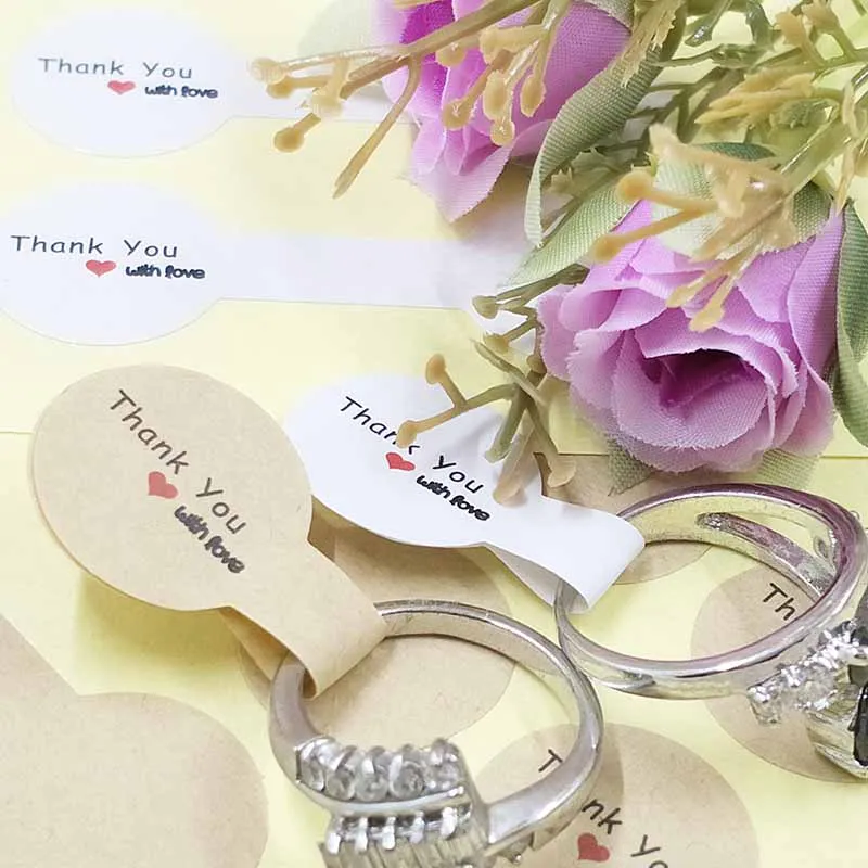 100 шт благодарим вас с любовью Кольцо Этикетка стикер для ювелирных изделий