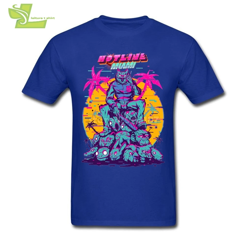 Hotline Miami Vaporwave Humorous T Shirts Man Cotton Short Sleeve Hot Selling Designer | Мужская одежда